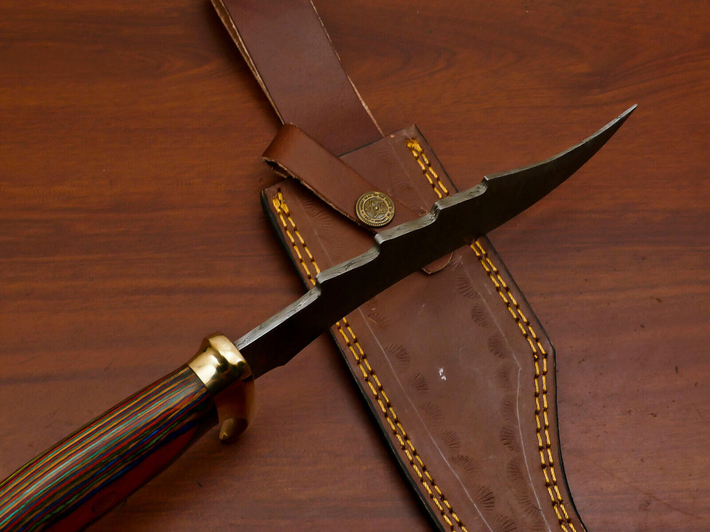 Heritage Forge 12 Inch D2 Steel Bowie Knife with Pakka Wood Handle and Brass Guard