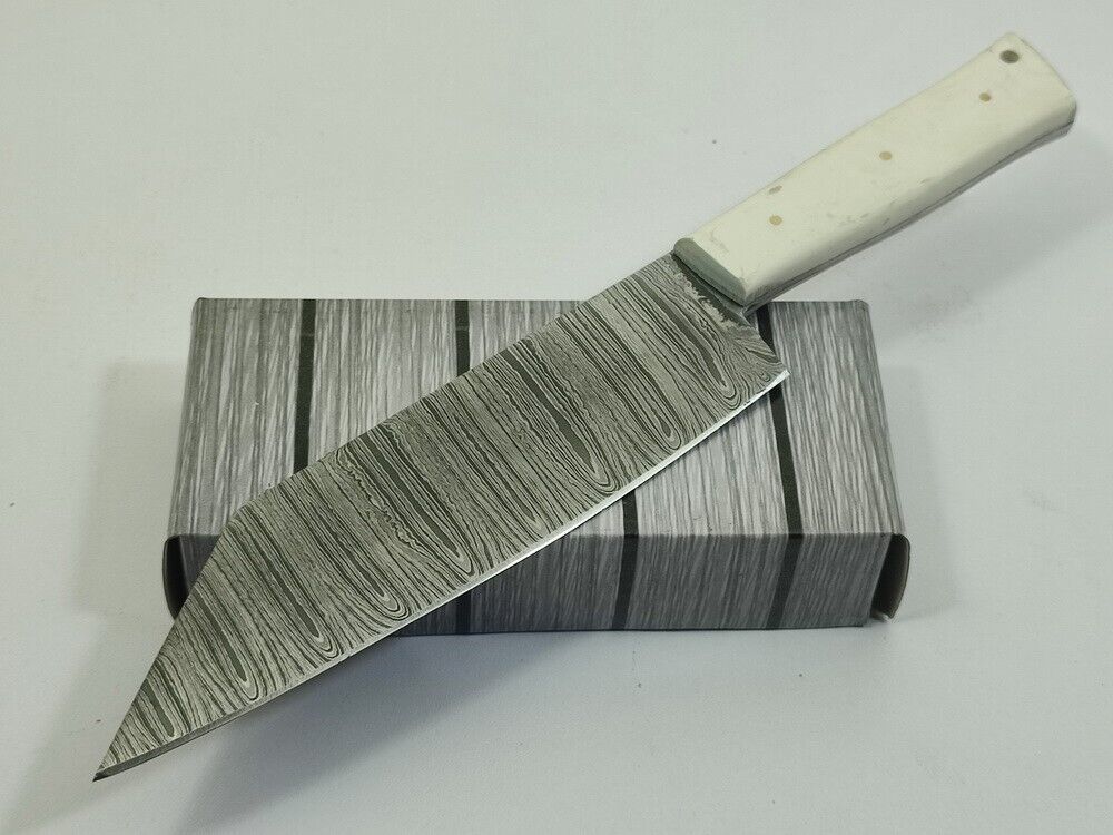 12.0" Handmade Fixed Damascus Blade Resin Kitchen Full Tang Chef Knife with Sheath