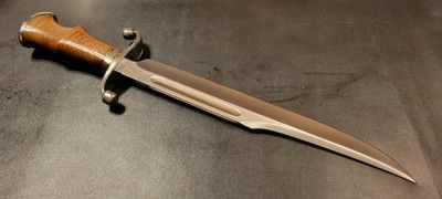 Custom Handmade 12" D2 Tool Steel Bowie Hunting Knife with Burl Wood Handle – Full Tang Fixed Blade