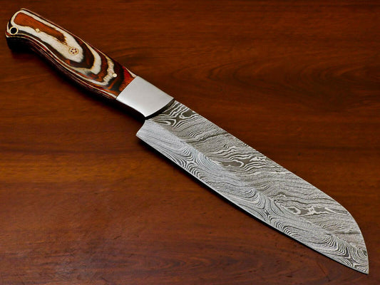 Custom Handmade Damascus Steel Chef Knife – 12" Full Tang with Hardwood Handle