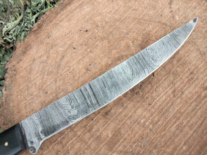 Custom Handmade Damascus Fillet Knife Resin Handle Fillet Knife with Leather Sheath