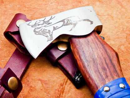 Custom Hand Made Carbon Steel Viking Axe Hatchet Integral Throwing Tomahawk