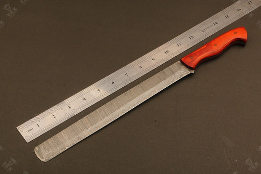 15" Hand Forged Damascus Steel Brisket Knife – Custom Kitchen & Chef Knife with Camel Bone Handle