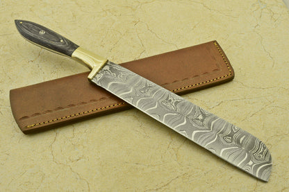 Custom Handmade Forged Damascus Steel Chef Kitchen Knife with Pakka Wood Handle – 13.25" Professional Knife