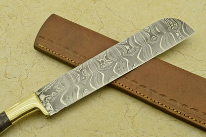 Custom Handmade Forged Damascus Steel Chef Kitchen Knife with Pakka Wood Handle – 13.25" Professional Knife
