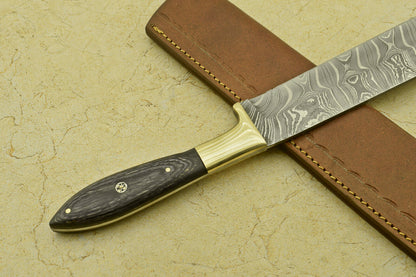 Custom Handmade Forged Damascus Steel Chef Kitchen Knife with Pakka Wood Handle – 13.25" Professional Knife