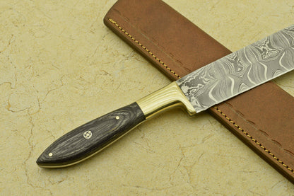 Custom Handmade Forged Damascus Steel Chef Kitchen Knife with Pakka Wood Handle – 13.25" Professional Knife