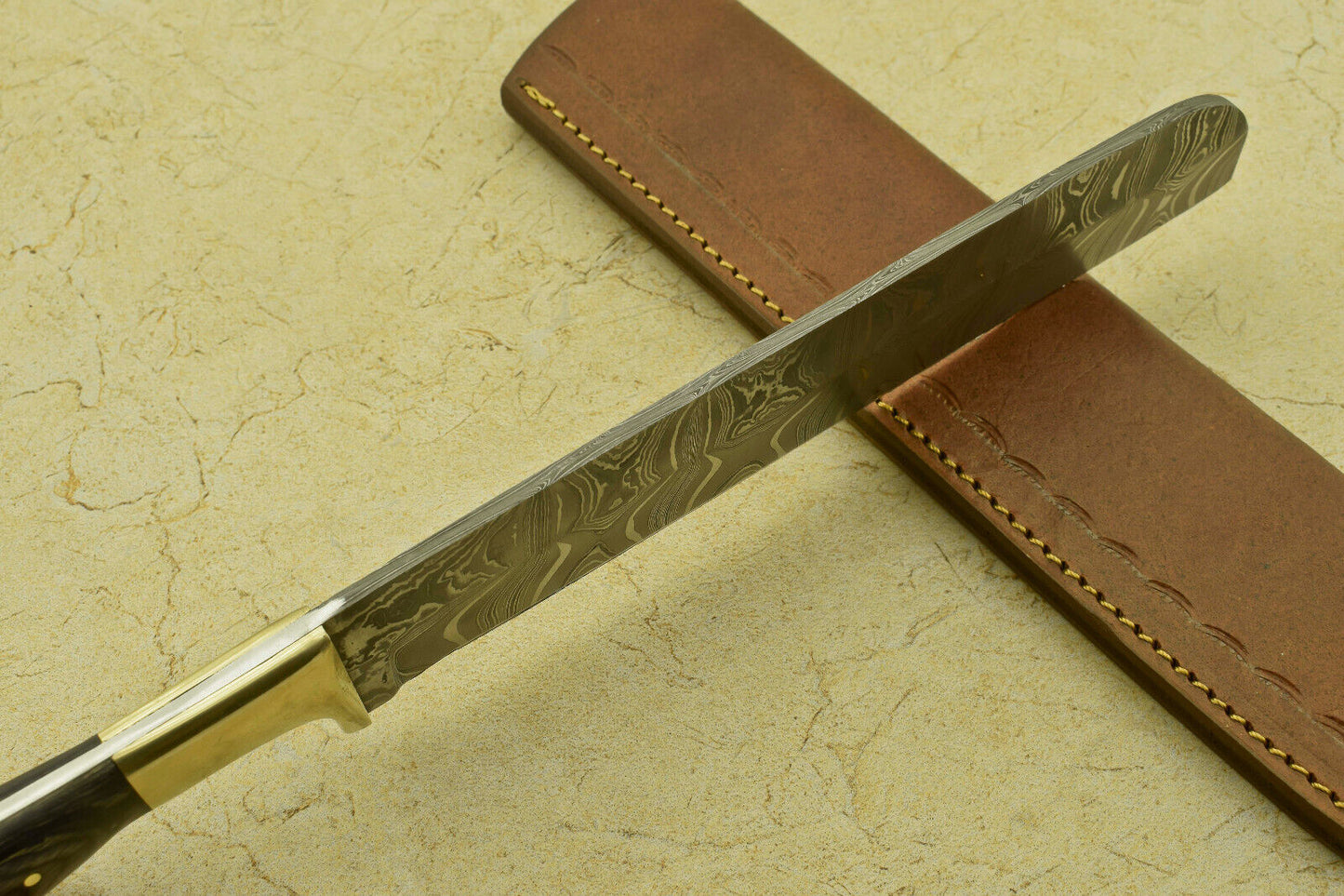 Custom Handmade Forged Damascus Steel Chef Kitchen Knife with Pakka Wood Handle – 13.25" Professional Knife