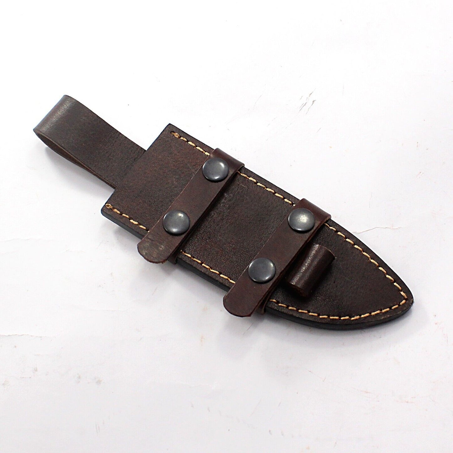 11.5" Custom Rain Drop Damascus Bowie Knife – Bone Handle & Leather Sheath