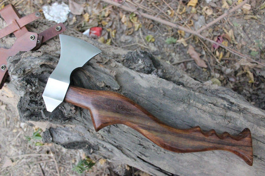 Hand-Forged 5160 Steel Viking Tactical Hawk | Tomahawk Axe with Walnut Handle