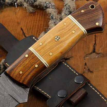 11" Custom Handmade Twist Damascus Steel Chef & Kitchen Knife – Fixed Blade