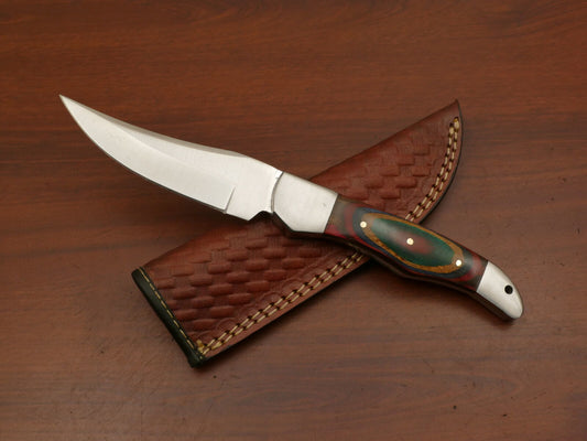 Handcrafted AUS-8 Skinner Knife | Hardwood Handle & Steel Bolster | Heritage Forge Outdoor Knife