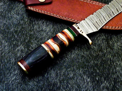 14 Inch Handmade Damascus Steel Hunting Knife with Natural Wood Handle