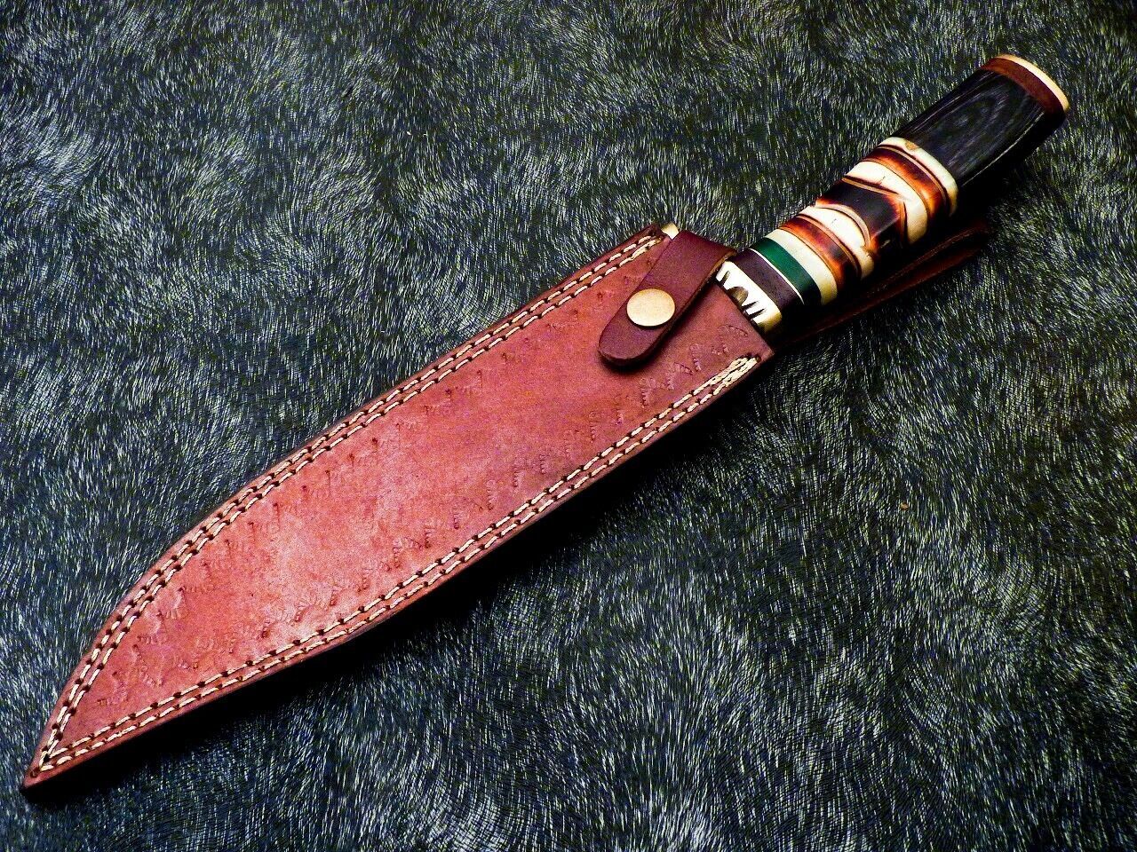 14 Inch Handmade Damascus Steel Hunting Knife with Natural Wood Handle