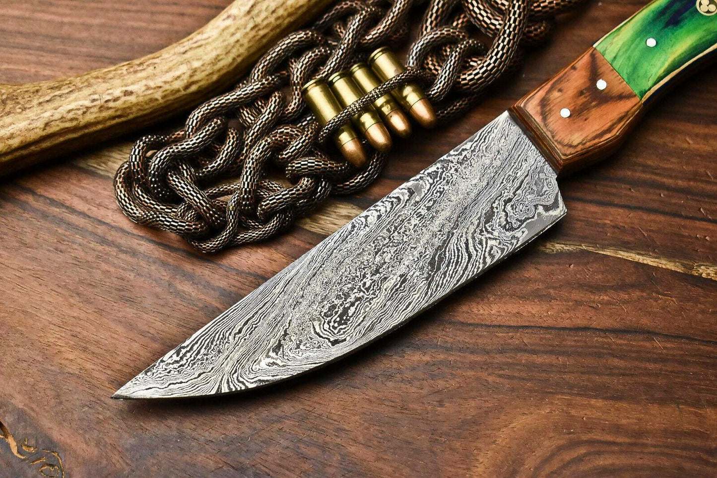 Handmade Damascus Steel Chef Kitchen Knife | Full Tang 10" Blade with Hardwood Handle