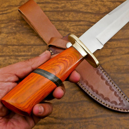 Custom Handmade 12 Inch D2 Steel Blade Hunting Bowie Outdoor Knife