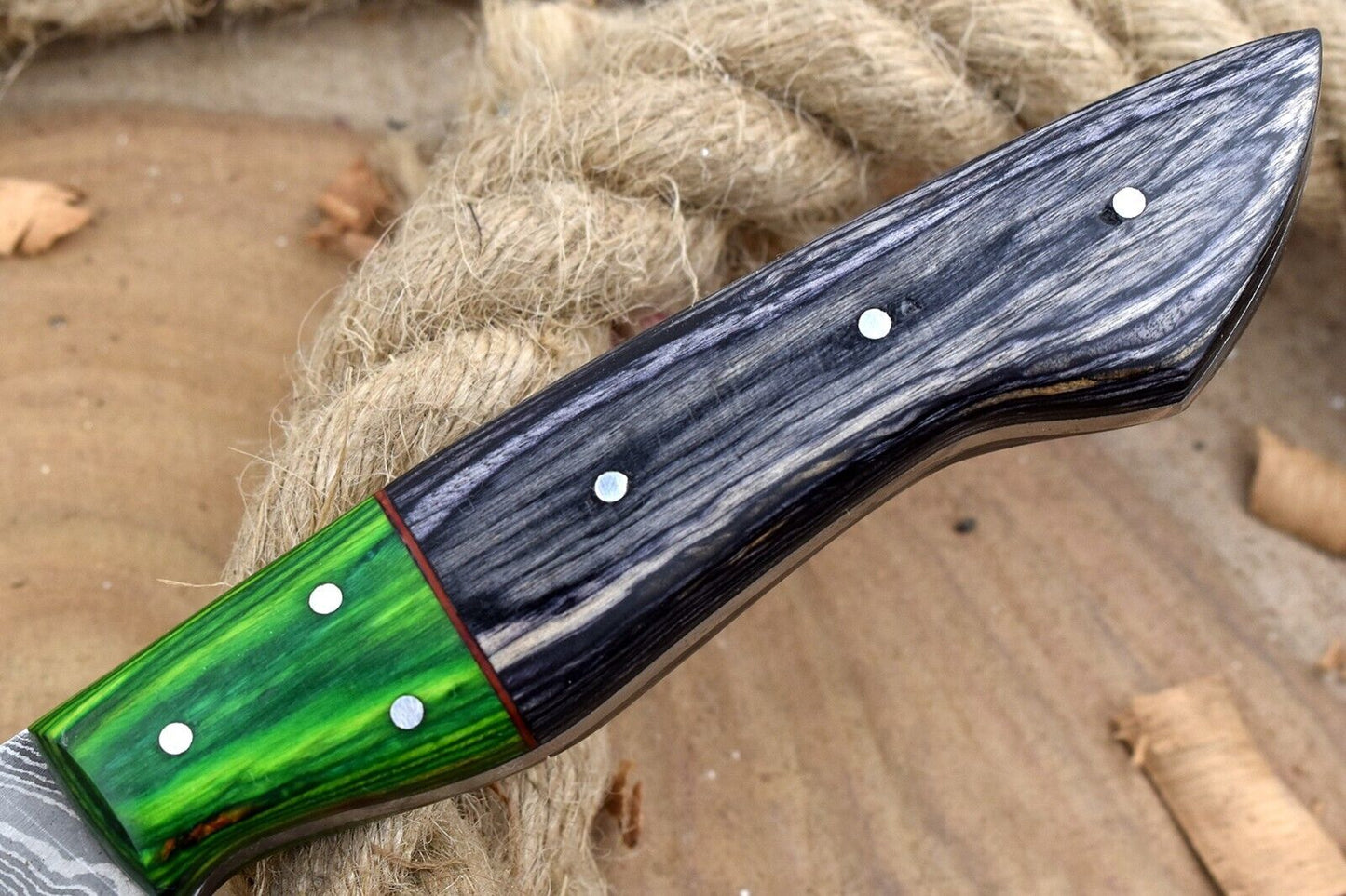 Heritage Forge 13" Custom Handmade Damascus Steel Chef Knife with White & Black Handle