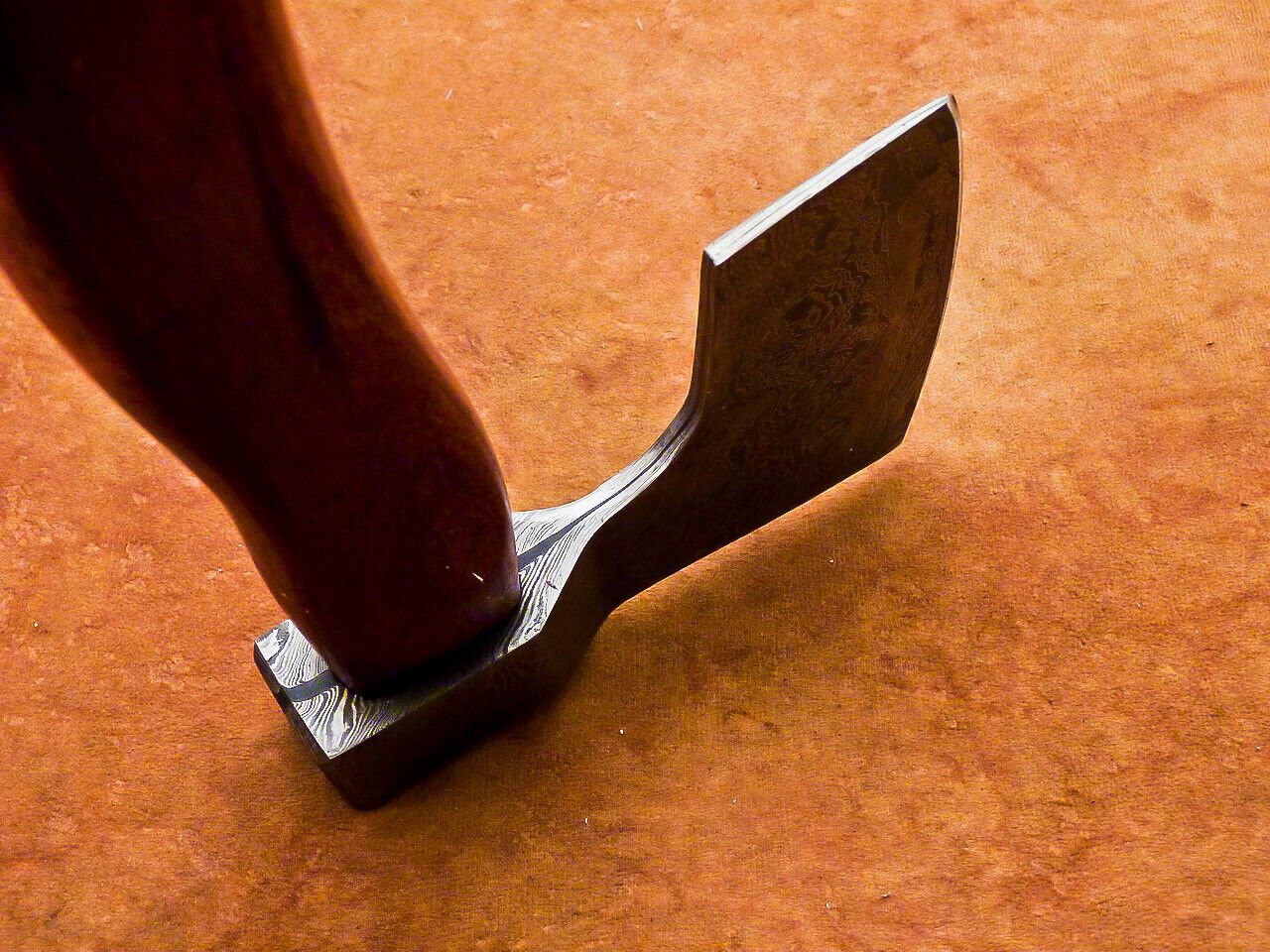 Hand Forged Damascus Steel Axe with Natural Wood Handle | Custom 16 Inch Damascus Axe