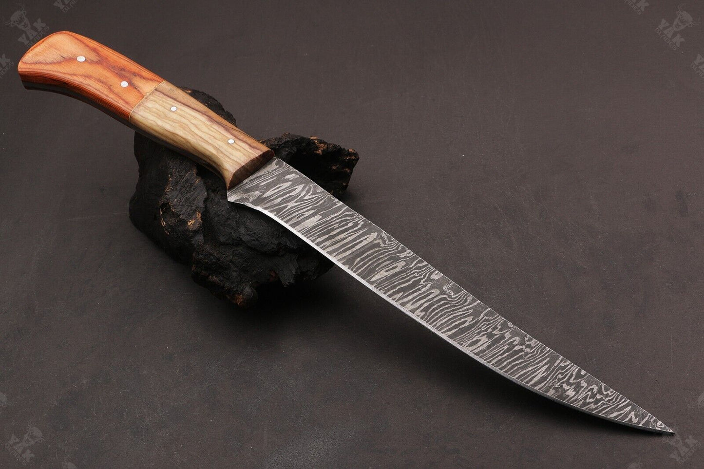13.5" Handmade Damascus Steel Fillet Knife Damascus Fillet Knife for Fishing & Kitchen W/Sheath