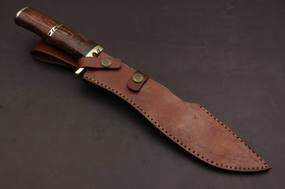 Heritage Forge 15.5 Inch Custom Handmade Twist Damascus Bowie Knife with Wood Handle
