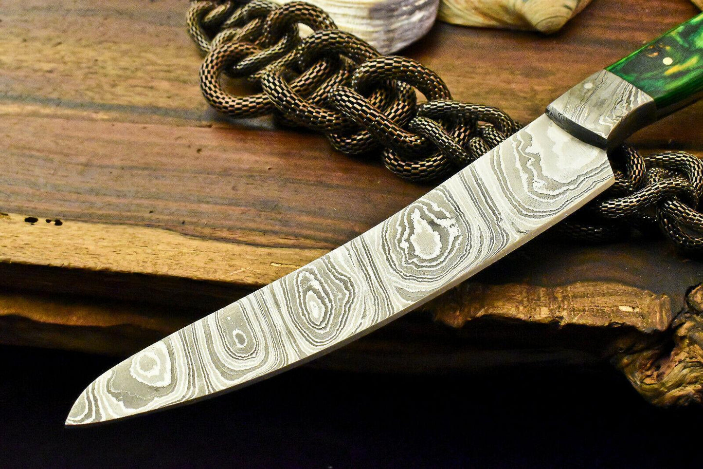 Custom Handmade Damascus Chef Hunting Knife with Hard Wood Handle, 384-Layer Forged Blade, Full Tang