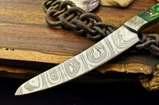 Custom Handmade Damascus Chef Hunting Knife with Hard Wood Handle, 384-Layer Forged Blade, Full Tang