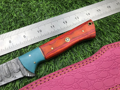 14" Hand Forged Damascus Fillet Knife Custom Fillet Knife with Sheath