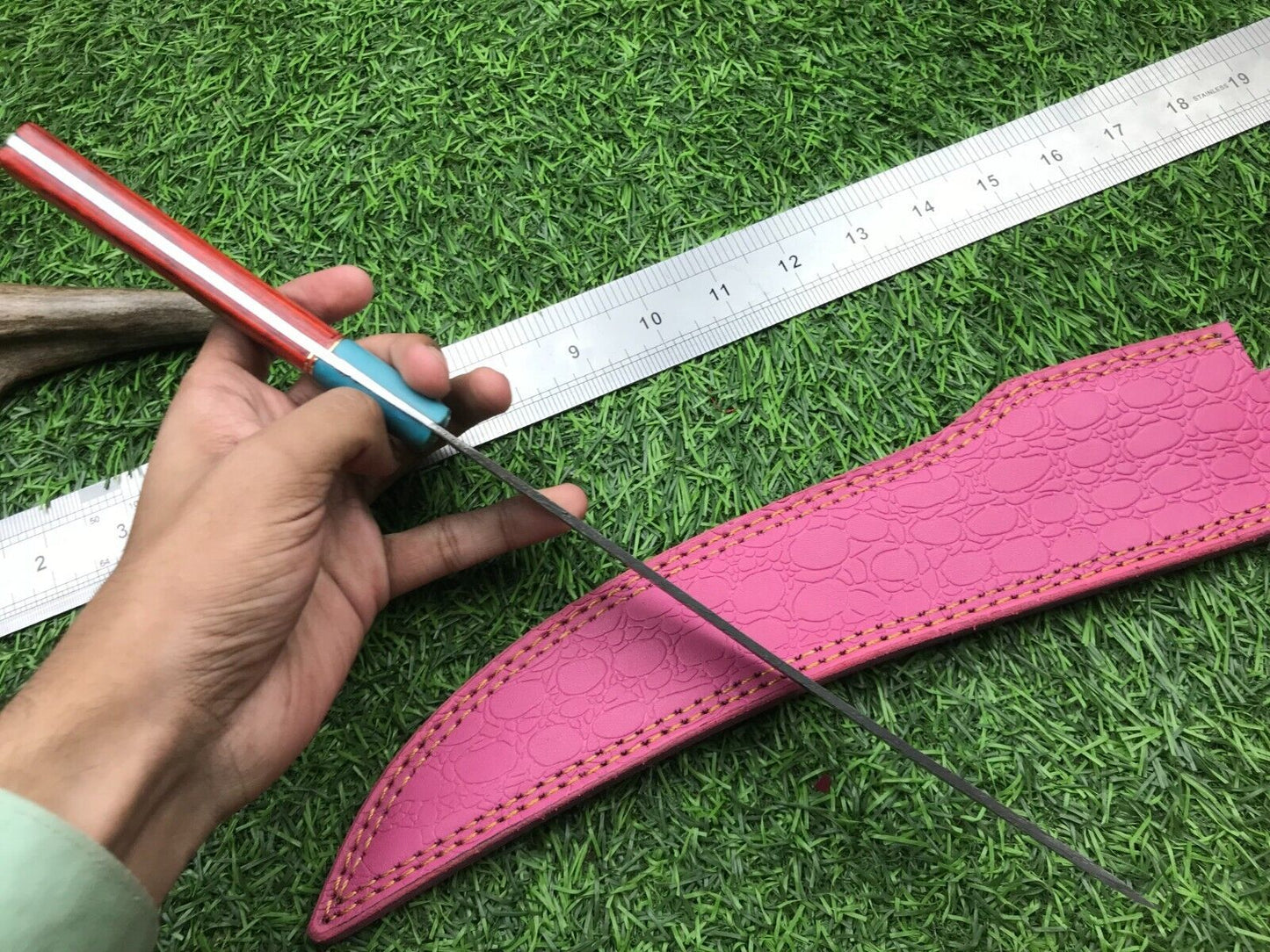 14" Hand Forged Damascus Fillet Knife Custom Fillet Knife with Sheath