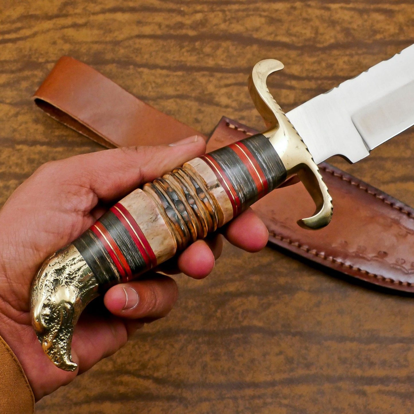 Custom Handmade 12 Inch D2 Steel Blade Hunting Bowie Camping Knife – Full Tang Survival Knife