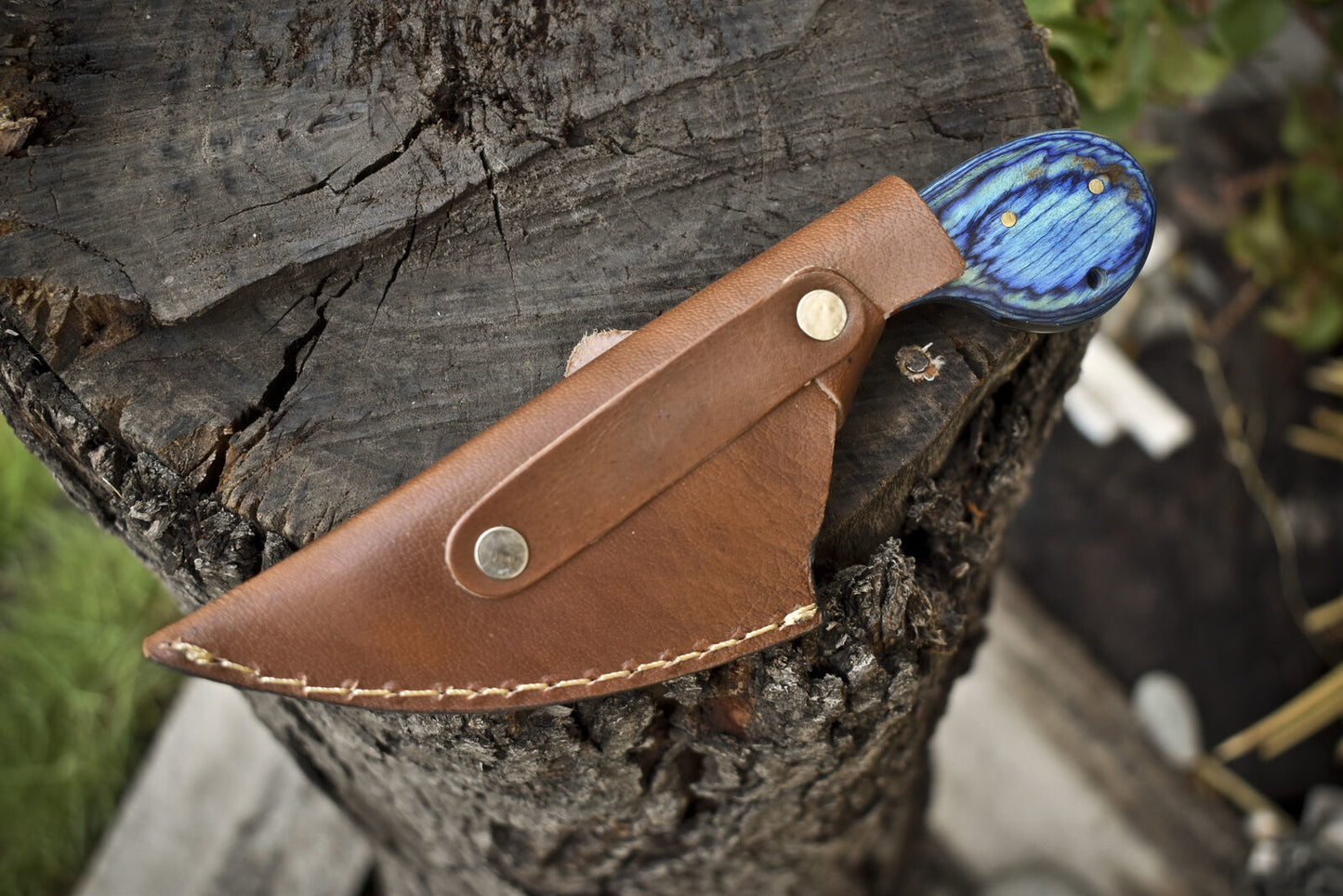 7" Custom Twist Damascus Skinner Knife with Hard Wood Handle – Handmade EDC Knife for Veterans Gift