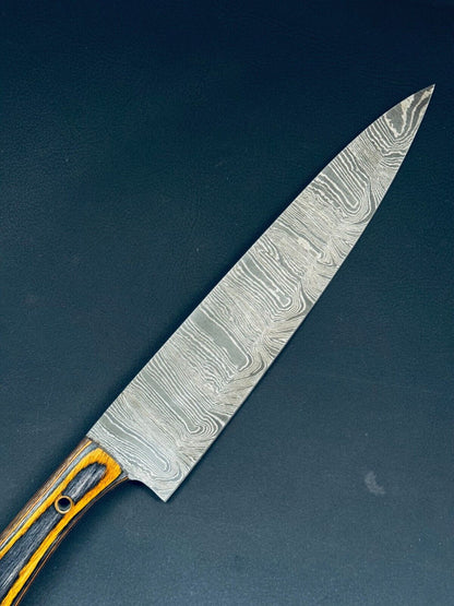 13" Firestorm Twist Damascus Steel Handmade Chef Knife for Kitchen Use