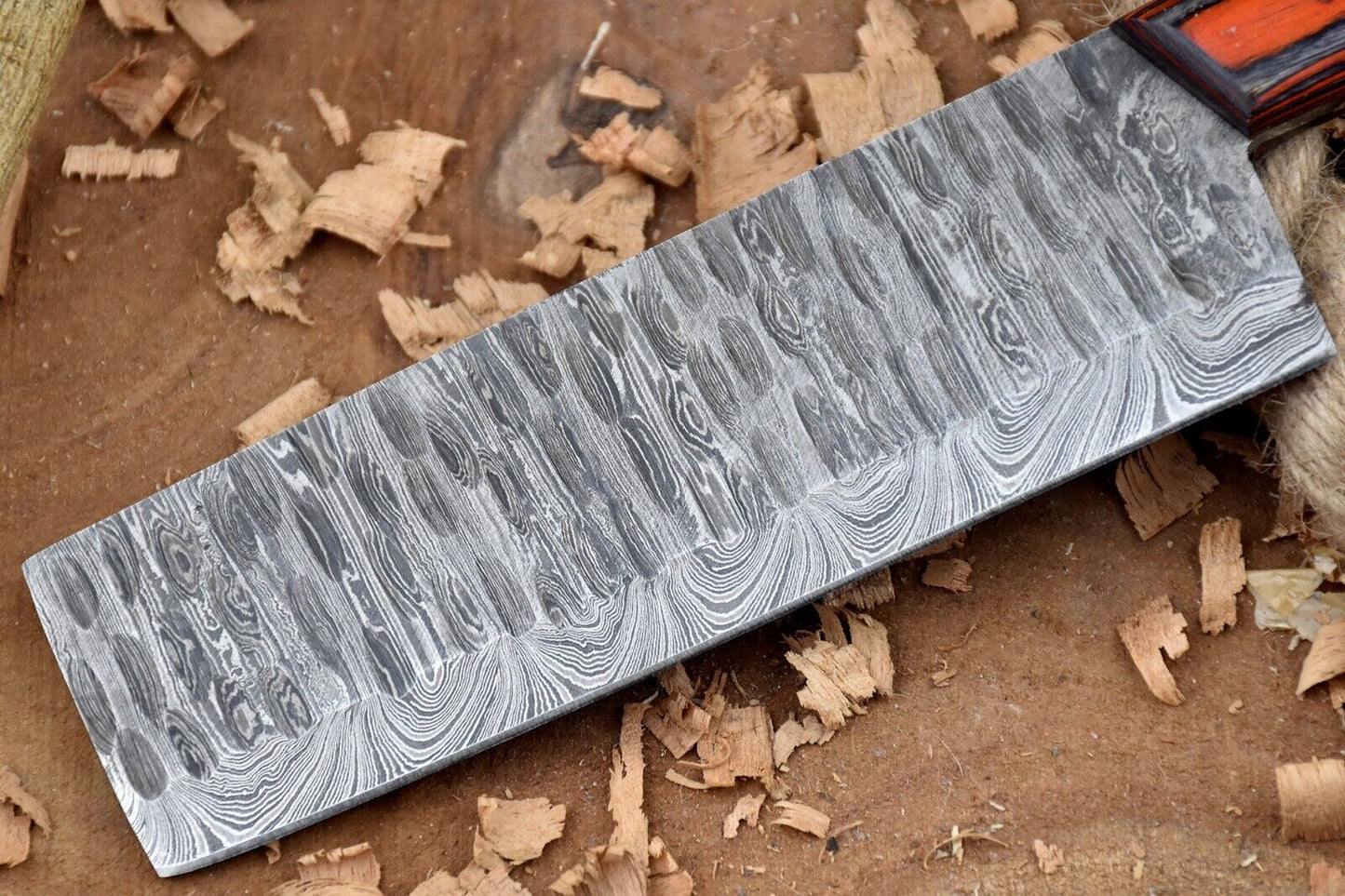 CUSTOM HANDMADE FORGED DAMASCUS STEEL KITCHEN CHEF CLEAVER KNIFE