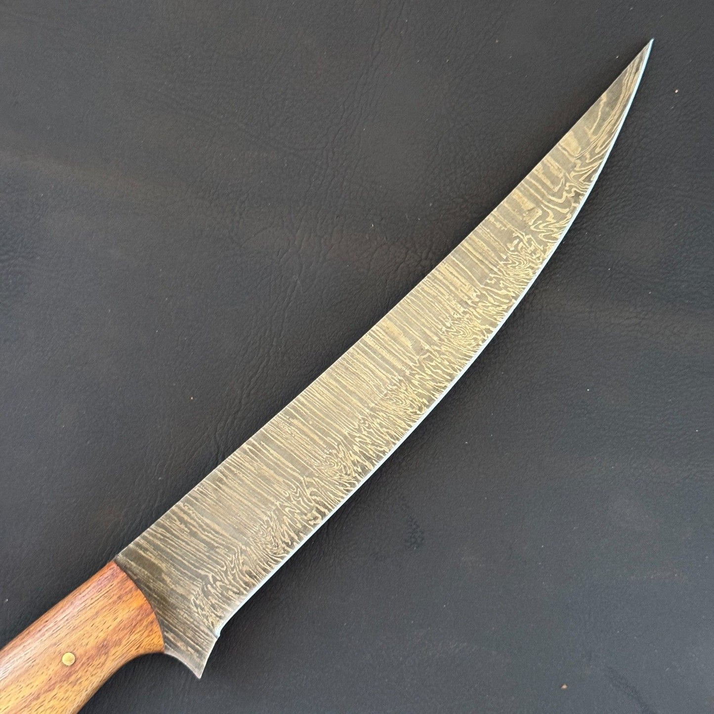 12" Damascus Steel Fillet Knife Handmade Kitchen & Fishing Knife with Wood handle