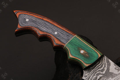 12.5" Damascus Fillet Knife Damascus Steel Fillet Knife With Pakka Wood Handle With Leather Sheath