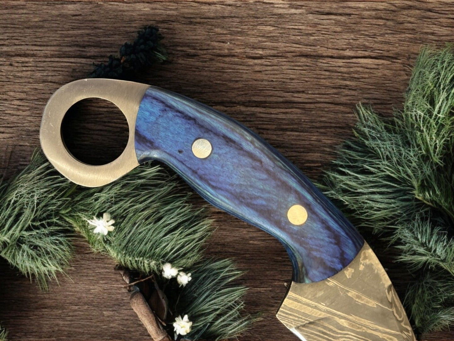 9.5” Handmade Damascus Karambit Knife Premium Pakka Wood Handle With Sheath