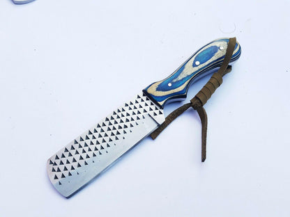 Handmade Horse File Steel Bull Cutter Knife With Belt Leather Sheath 7'' Custom Bull Cutter Knife