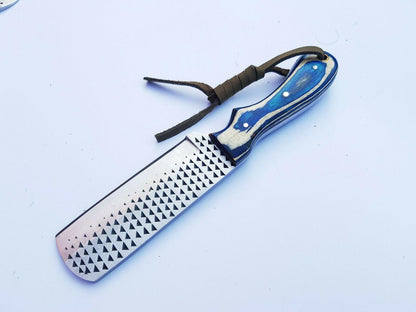 Handmade Horse File Steel Bull Cutter Knife With Belt Leather Sheath 7'' Custom Bull Cutter Knife