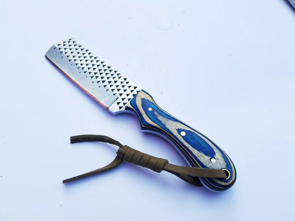 Handmade Horse File Steel Bull Cutter Knife With Belt Leather Sheath 7'' Custom Bull Cutter Knife