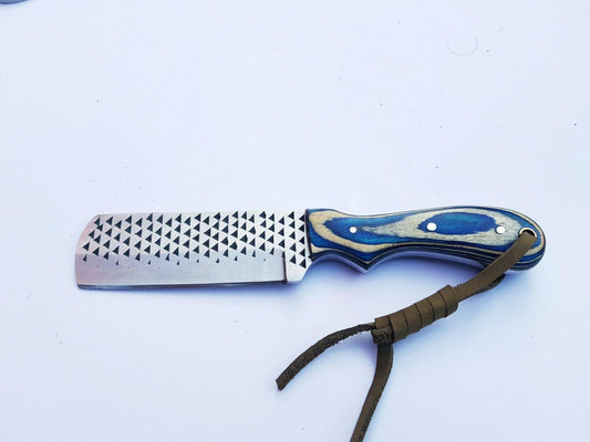 Handmade Horse File Steel Bull Cutter Knife With Belt Leather Sheath 7'' Custom Bull Cutter Knife