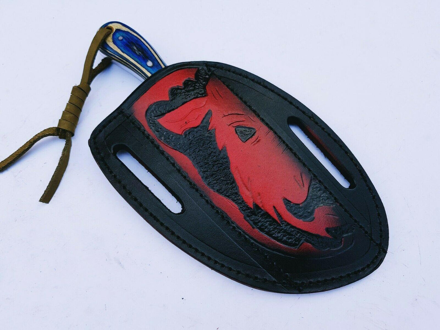 Handmade Horse File Steel Bull Cutter Knife With Belt Leather Sheath 7'' Custom Bull Cutter Knife