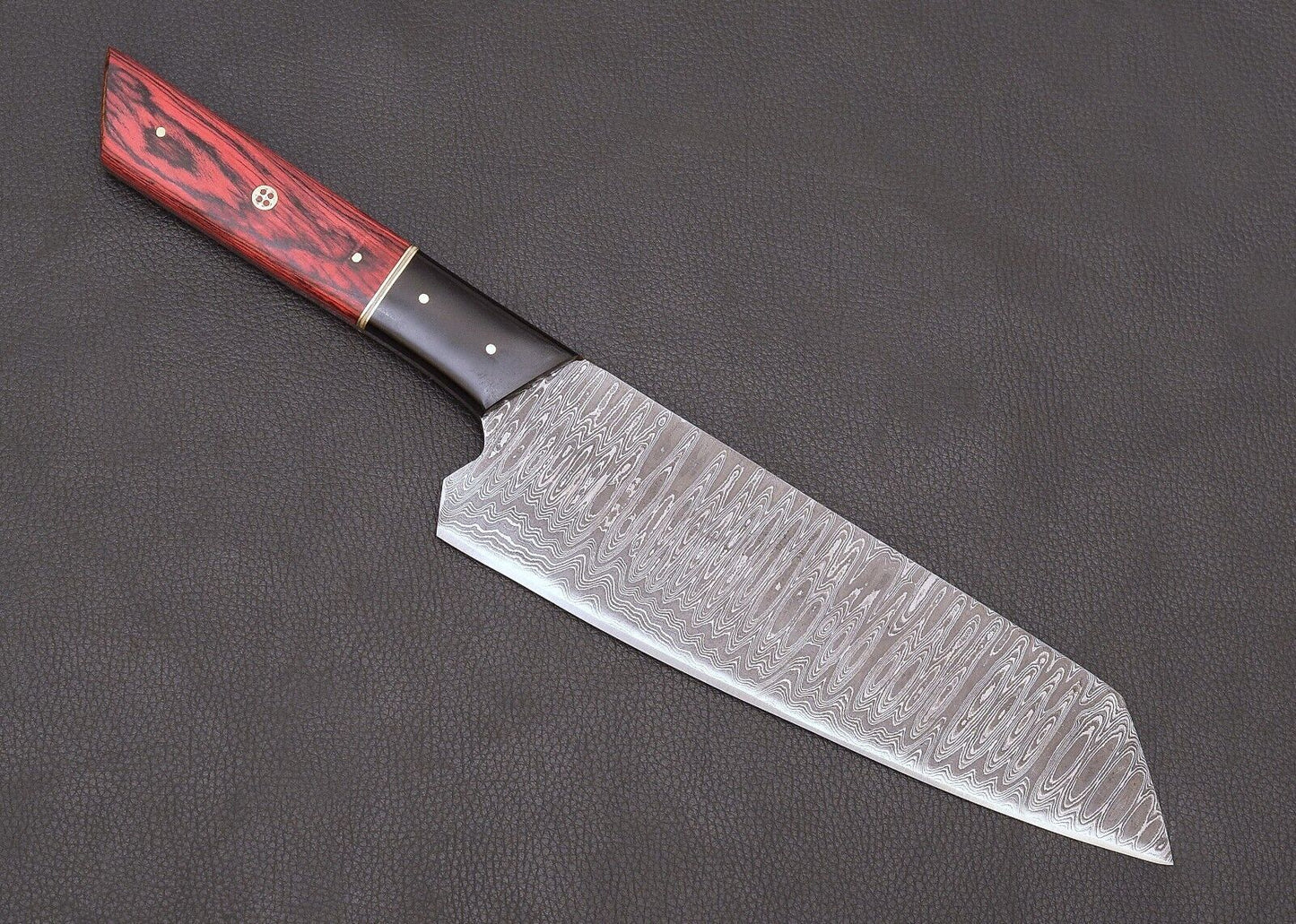 Custom Hand Forged Damascus Steel Japanese Bunka Style Kitchen Knife with Cover – Pakka Wood Handle