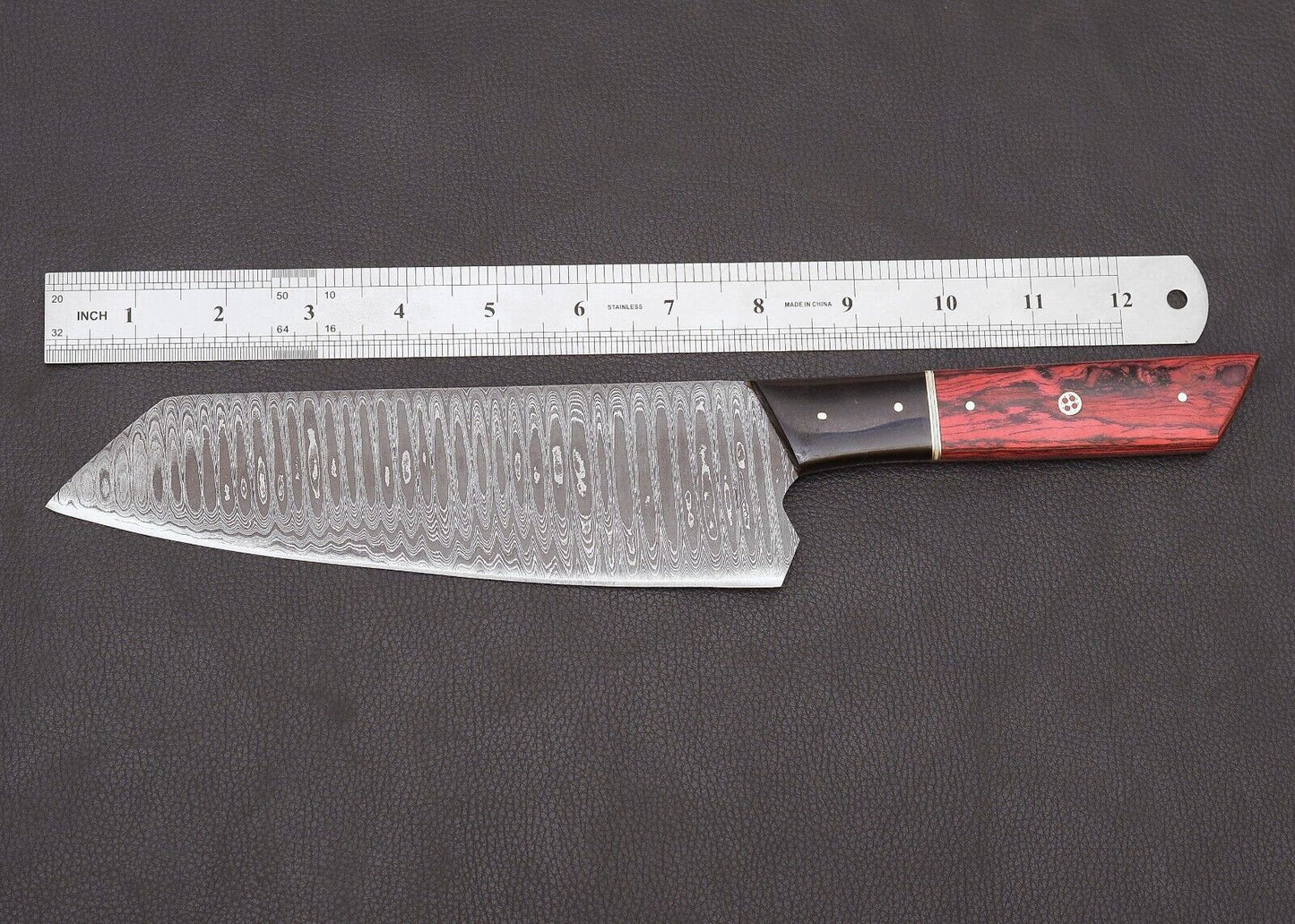 Custom Hand Forged Damascus Steel Japanese Bunka Style Kitchen Knife with Cover – Pakka Wood Handle