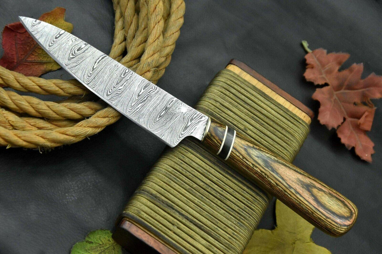 Custom 10.5" Handmade Damascus Steel Chef Knife with Wooden Handle