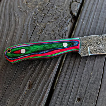 9 Inch Handmade Damascus Steel Bowie Knife with Rain Drop Wood Handle