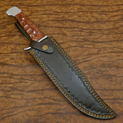 Handmade D2 Clip Point Bowie EDC Hunting Knife – Full Tang with Pakka Wood Handle