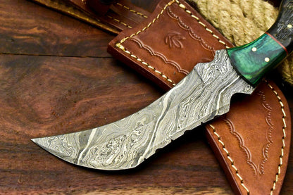11" Handmade Damascus Karambit Full Tang Karambit Damascus Steel Knife With Ram’s Horn Handle