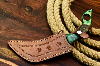 11" Handmade Damascus Karambit Full Tang Karambit Damascus Steel Knife With Ram’s Horn Handle