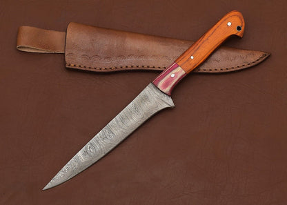 Hand-Forged Damascus Steel Chef Fillet Knife with Premium Pakka Wood Handle