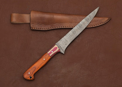 Hand-Forged Damascus Steel Chef Fillet Knife with Premium Pakka Wood Handle