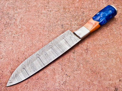 13" Professional Chef Knife – Hand-Forged Damascus Steel Blade with Resin Handle